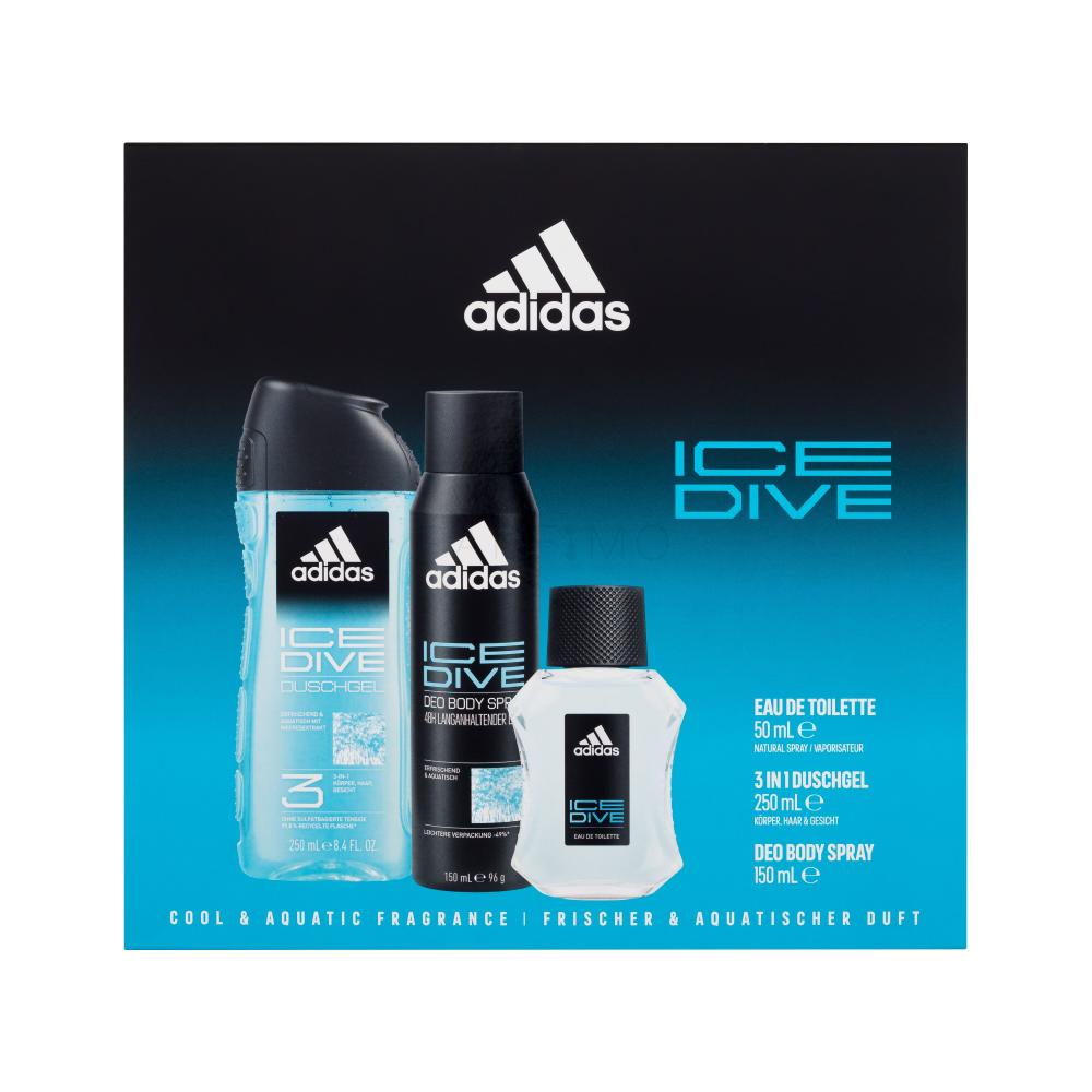 Adidas Ice Dive Set cadou Apă de toaletă  50ml + deodorant spray 150 ml + gel de duș 250 ml