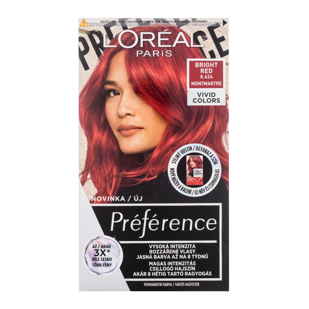 L'Oréal Paris Préférence Vivid Colors Vopsea de păr pentru femei 60 ml Nuanţă 8.624 Bright Red
