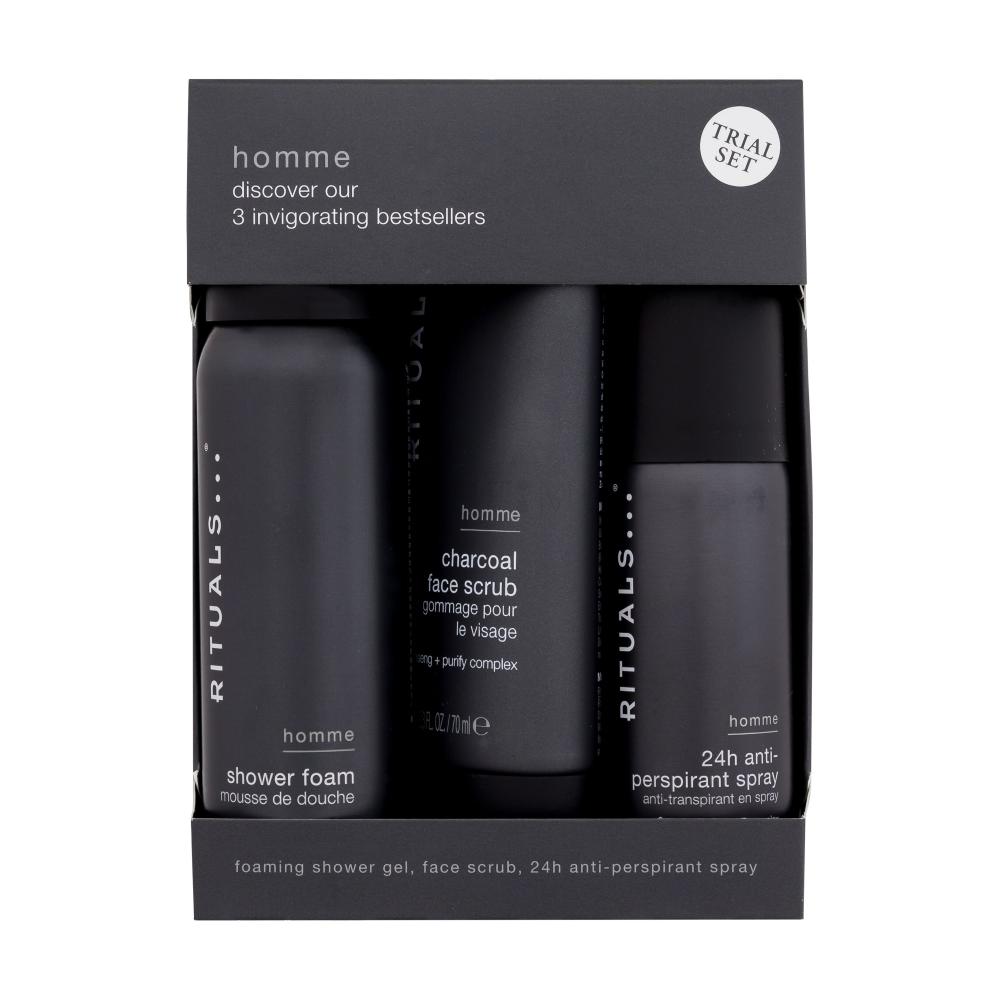 Rituals Homme 3 Invigorating Bestsellers Set cadou Spumă de duș Homme 50 ml + antiperspirant Homme 50 ml + exfoliant facial Homme 70 ml