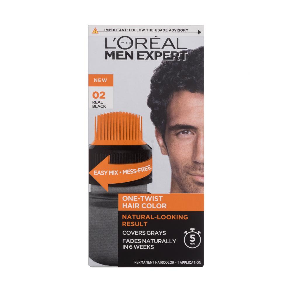 L'Oréal Paris Men Expert One-Twist Hair Color Vopsea de păr pentru bărbați 50 ml Nuanţă 02 Real Black