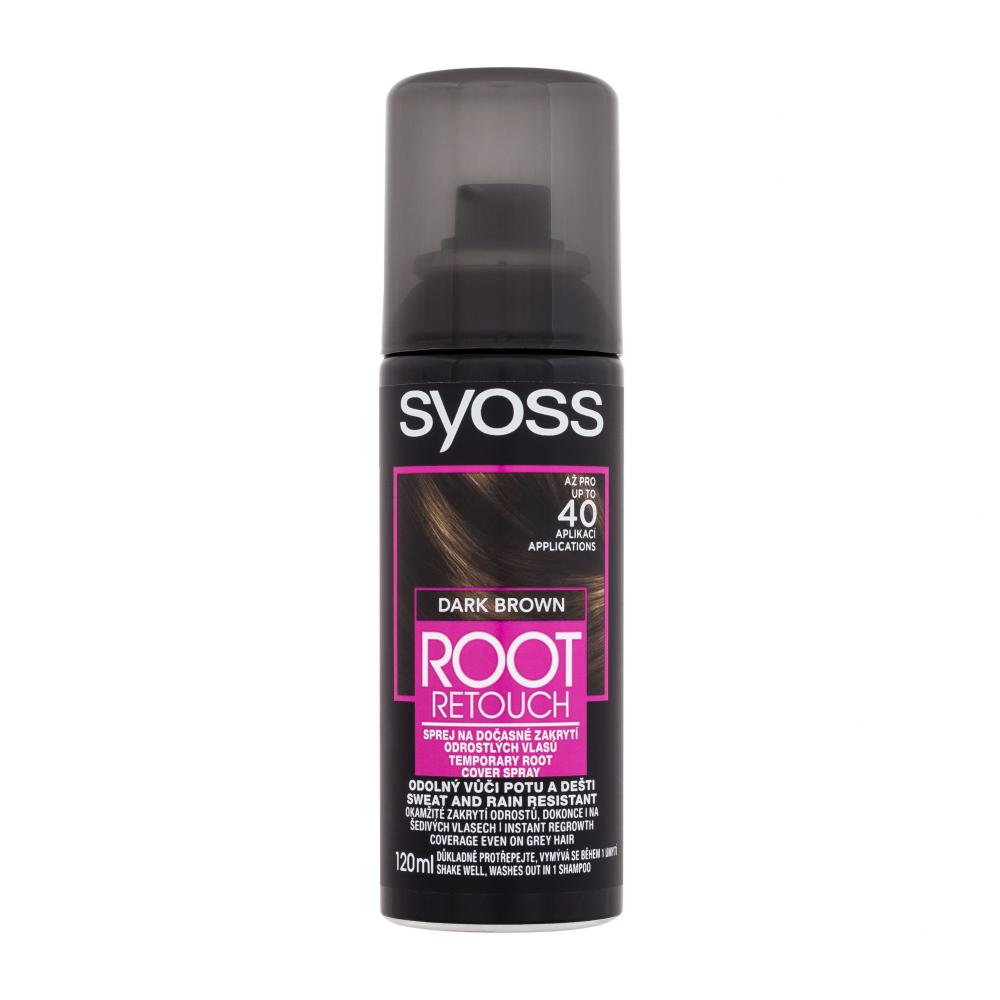 Syoss Root Retoucher Temporary Root Cover Spray Vopsea de păr pentru femei 120 ml Nuanţă Dark Brown
