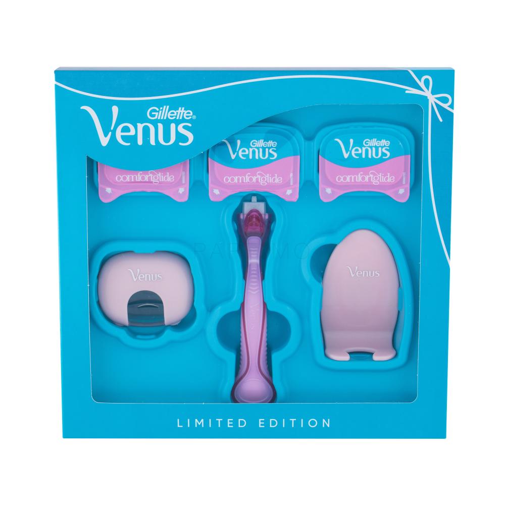 Gillette Venus ComfortGlide Spa Breeze Limited Edition Set cadou aparat de ras cu rezervă 1 buc + rezerve 2 buc + capac pentru lame + suport lipire duș Cutie cu defect