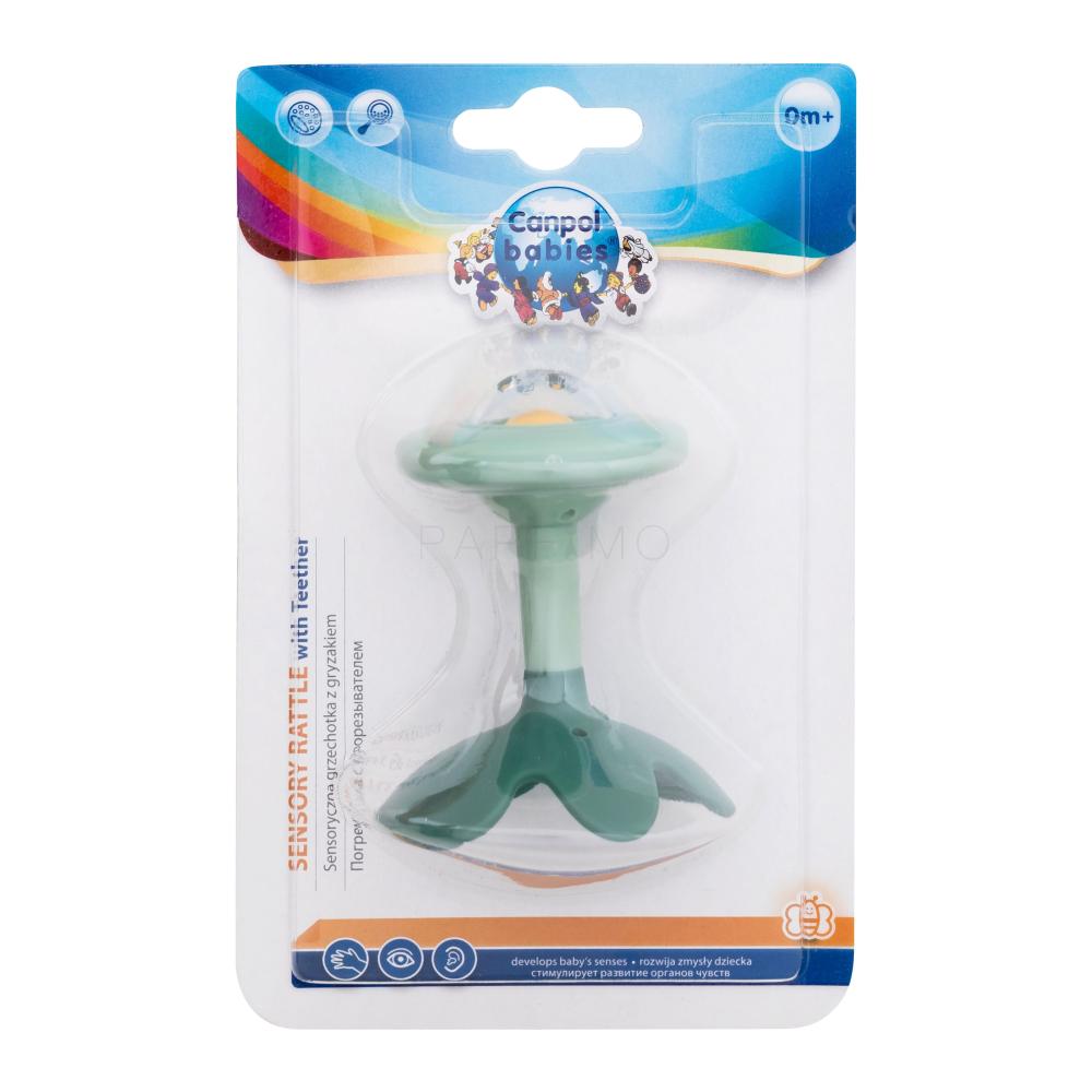 Canpol babies Sensory Rattle With Teether Green Jucarie zornaitoare pentru copii 1 buc