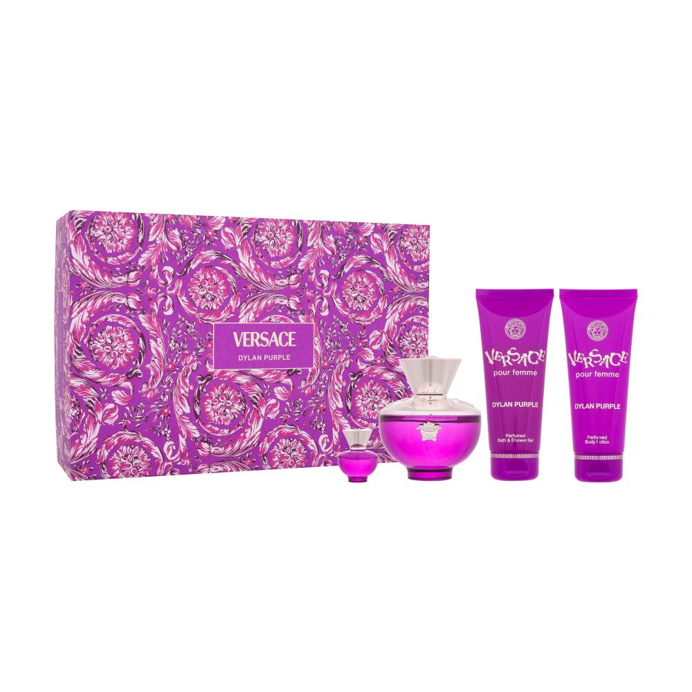 Versace Pour Femme Dylan Purple Set cadou Apă de parfum 100 ml + apă de parfum 5 ml + gel de duș 100 ml + loțiune de corp 100 ml