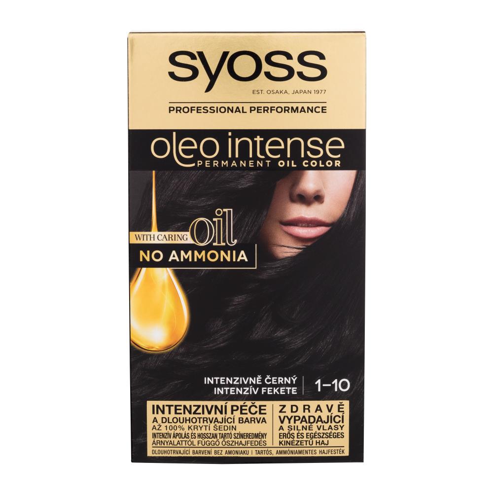 Syoss Oleo Intense Permanent Oil Color Vopsea de păr pentru femei 50 ml Nuanţă 1-10 Intense Black Cutie cu defect