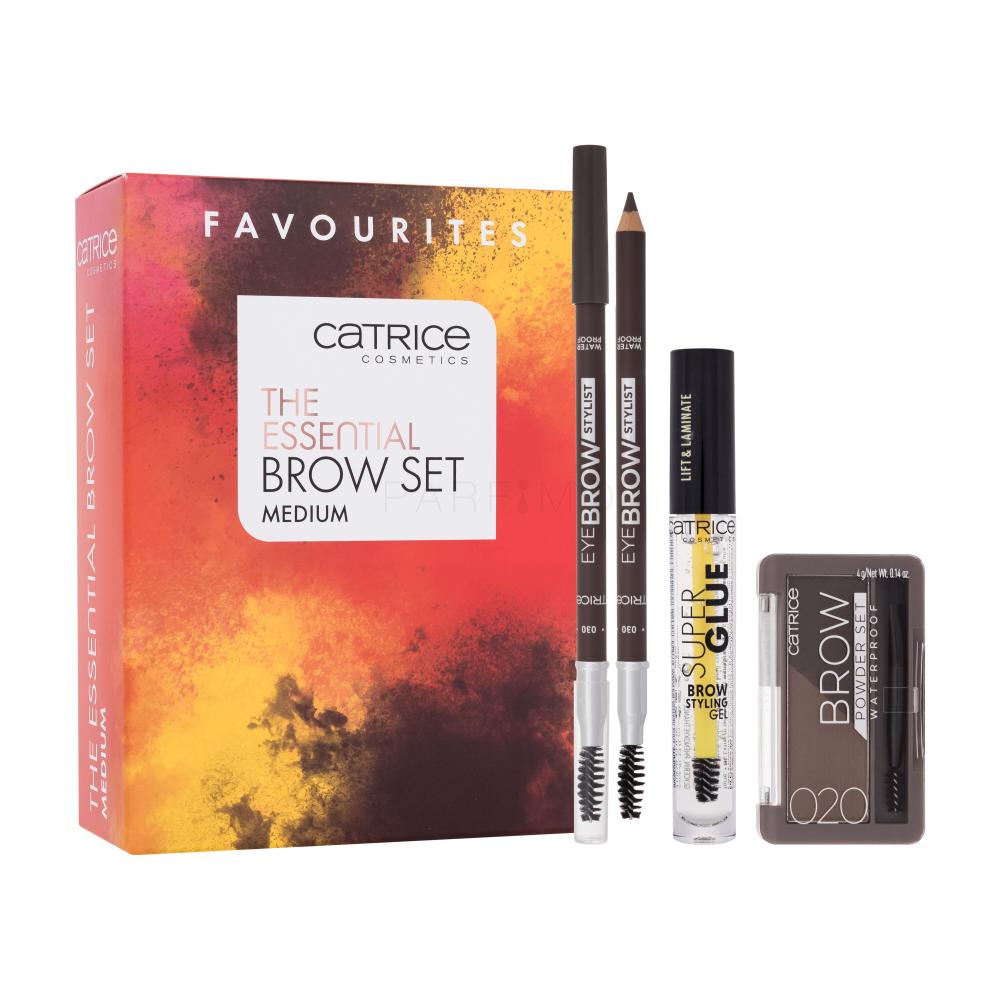 Catrice The Essential Brow Set Set cadou Creion de sprancene Eye Brow Stylist 1,6 g 030 Brow-N-Eyed Peas + pudra pentru sprancene Brow Powder Waterproof 4 g 020 Ash Brown + gel pentru sprancene Super Glue Brow Styling Gel 4 ml 010 Ultra Hold