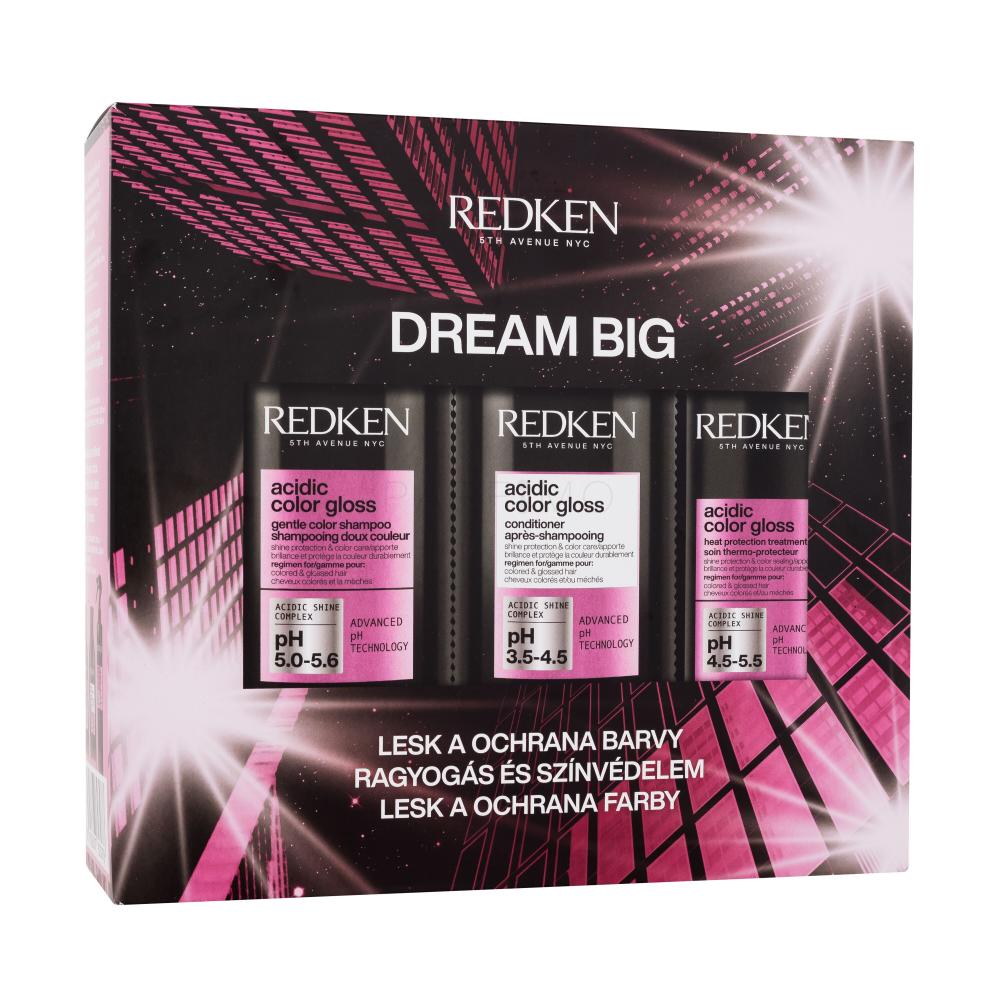 Redken Acidic Color Gloss Dream Big Set cadou Șampon Acidic Color Gloss 300 ml + balsam Acidic Color Gloss 300 ml + spray de protecție Acidic Color Gloss Heat Protection Treatment 190 ml