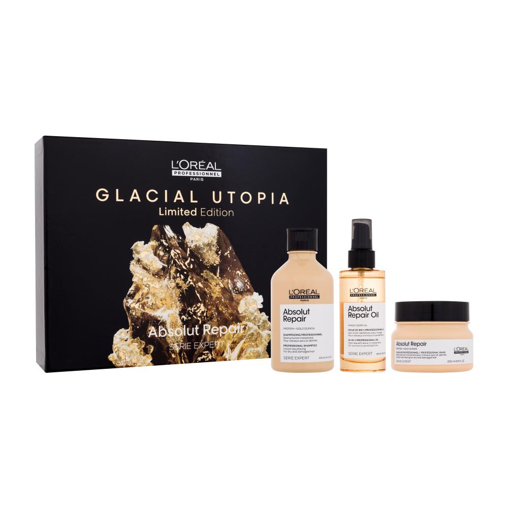 L'Oréal Professionnel Absolut Repair Glacial Utopia Limited Edition Set cadou Șampon Absolut Repair 300 ml + mască de păr Absolut Repair 250 ml + ulei de păr Absolut Repair Oil 90 ml