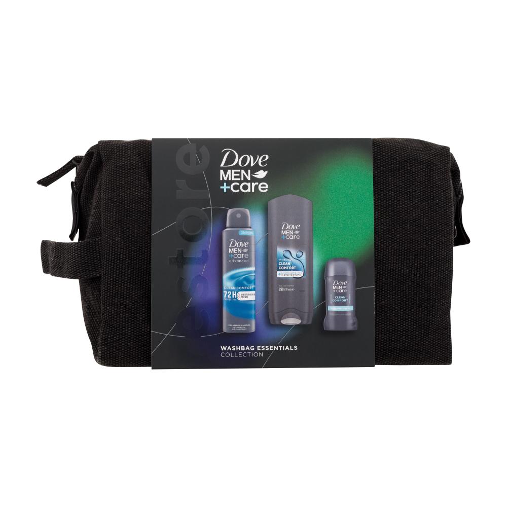 Dove Men + Care Clean Comfort Set cadou Gel de duș Men Care Clean Comfort 250 ml + antiperspirant Men Care Clean Comfort 72H 150 ml + antiperspirant solid Men Care Clean Comfort 48H 50 ml + trusă cosmetică