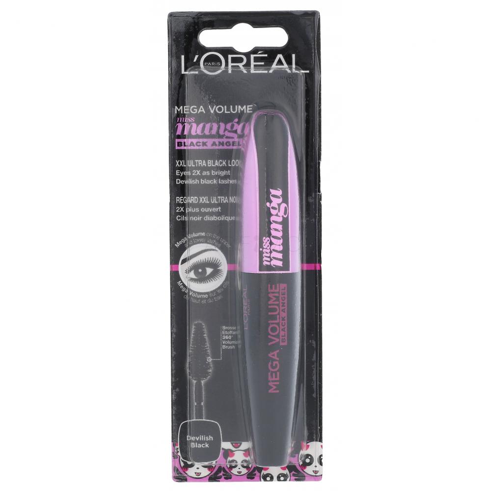 L'Oréal Paris Mega Volume Miss Manga Black Angel Mascara pentru femei 8,5 ml Nuanţă Devilish Black