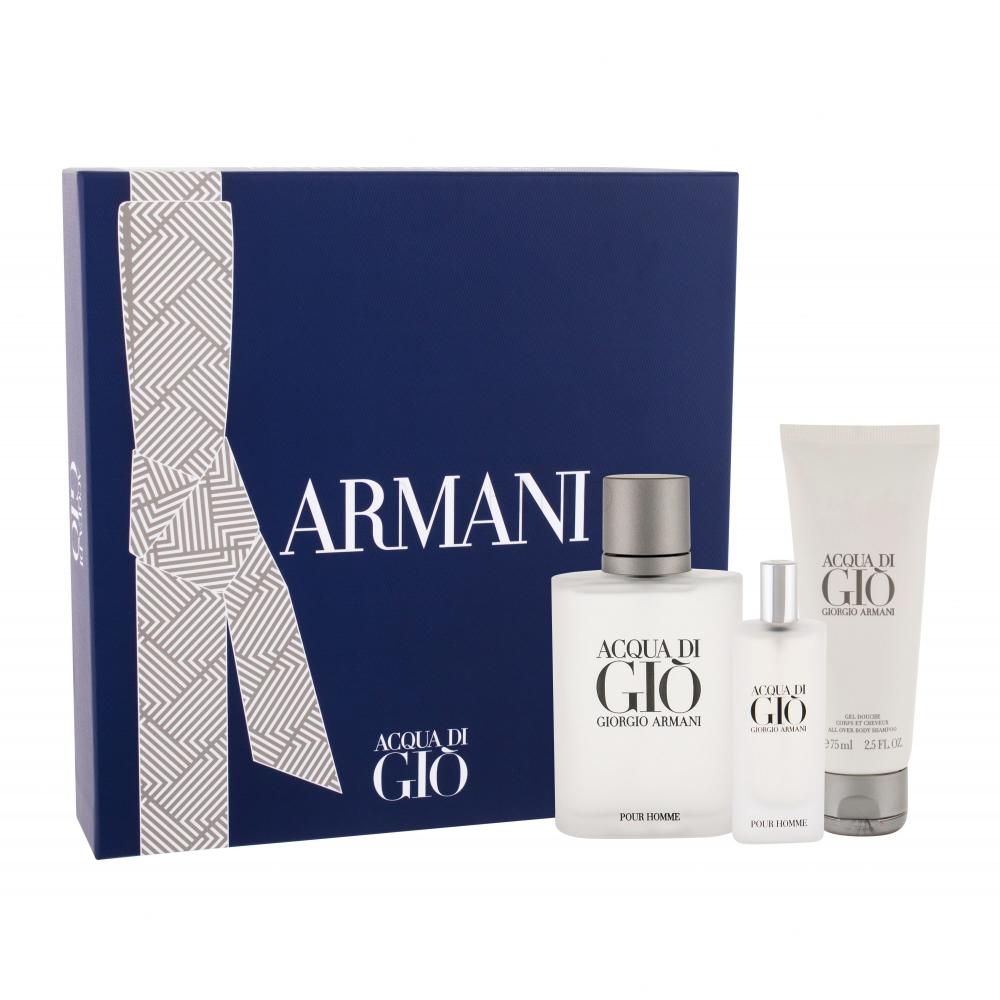 Giorgio Armani Acqua di Giò Pour Homme Set cadou EDT 100 ml + EDT 15 ml + Gel de dus 75 ml