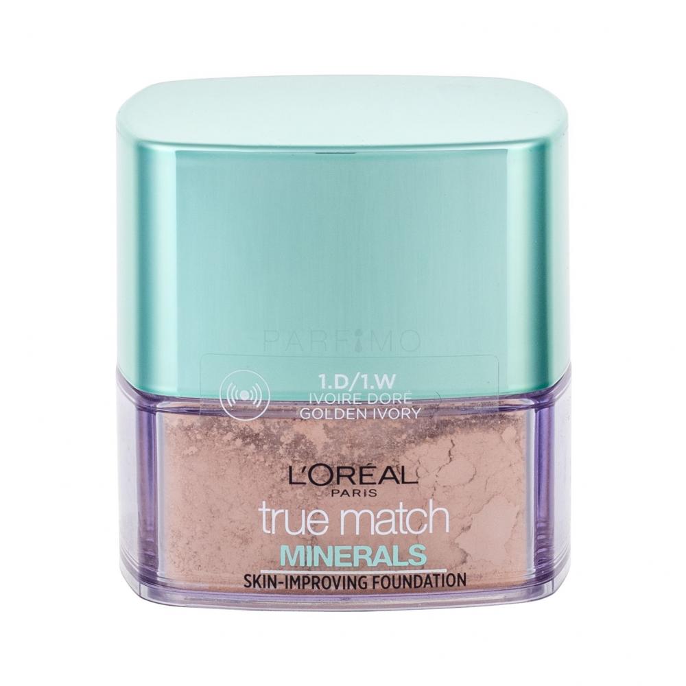 L'Oréal Paris True Match Minerals Skin-Improving Fond de ten pentru femei 10 g Nuanţă 1.D/1.W Golden Ivory