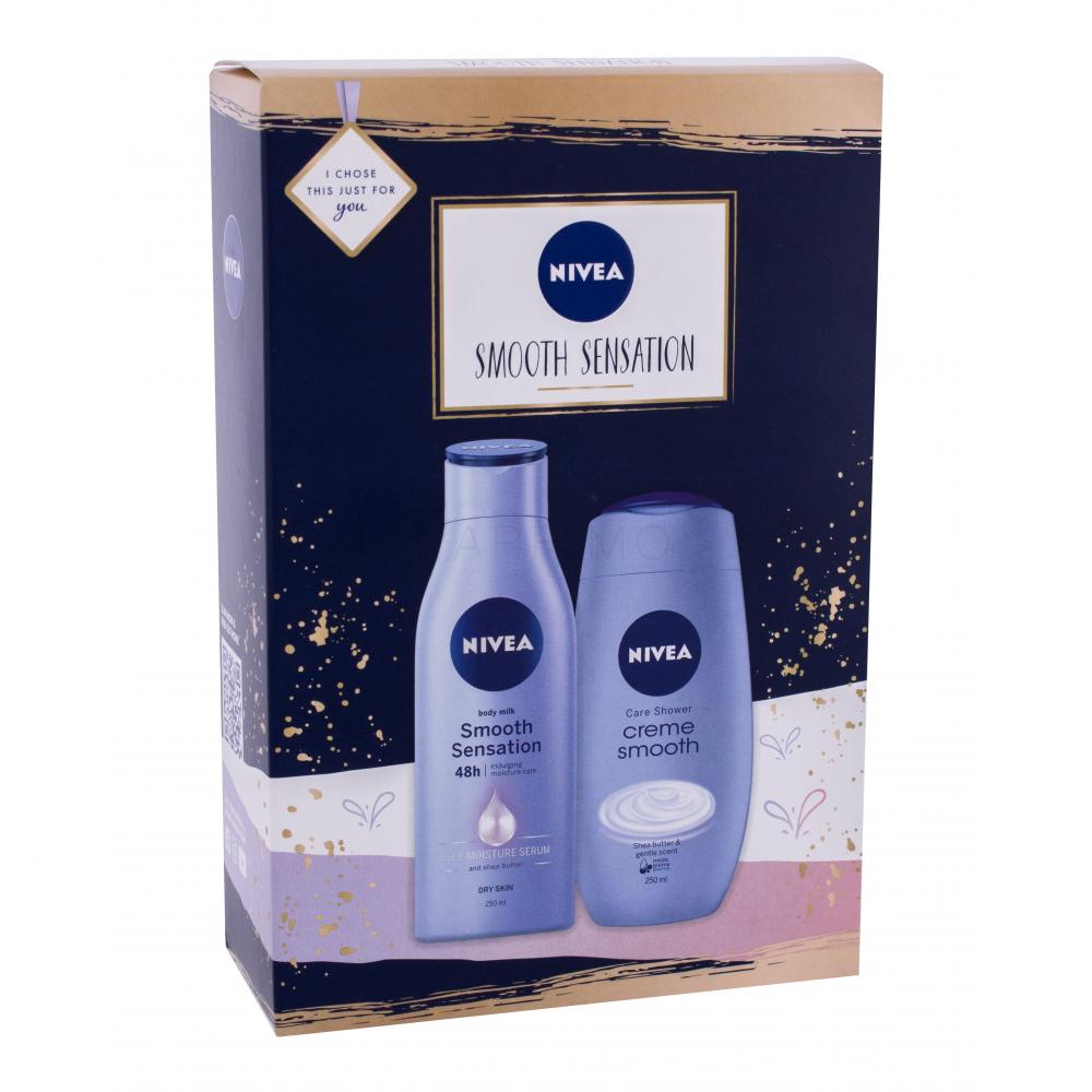 Nivea Smooth Sensation Set cadou Gel de dus 250 ml + Lapte de corp Smooth Sensation 250 ml