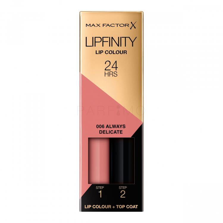 Max Factor Lipfinity 24HRS Lip Colour Ruj de buze pentru femei 4,2 g Nuanţă 006 Always Delicate