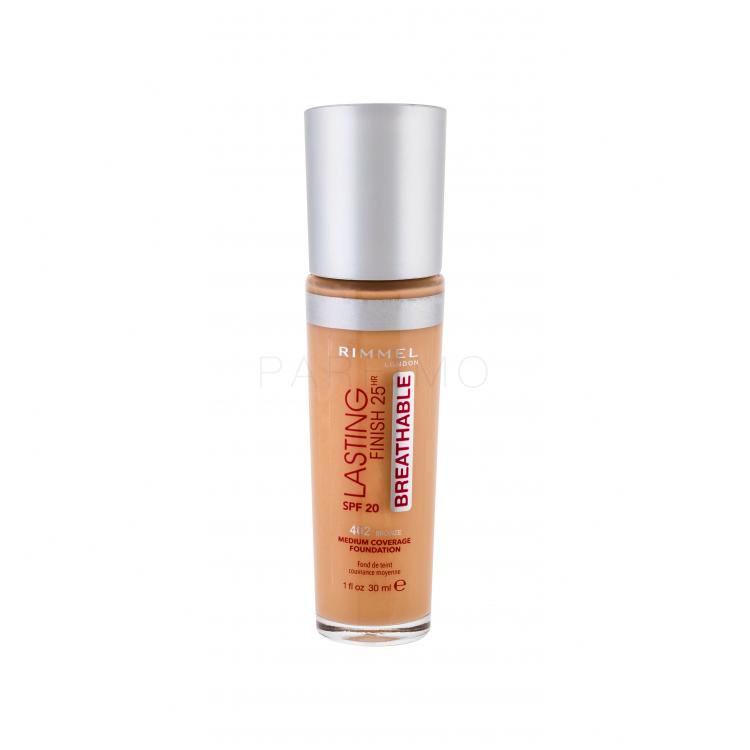 Rimmel London Lasting Finish Breathable 25HR SPF20 Fond de ten pentru femei 30 ml Nuanţă 402 Bronze