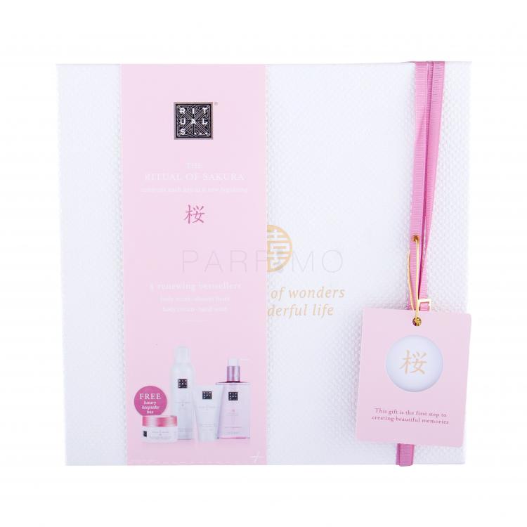 Rituals The Ritual Of Sakura Set cadou exfoliant de corp 125 g + spumă de duș 200 ml + cremă de corp 70 ml + săpun de mâini 300 ml