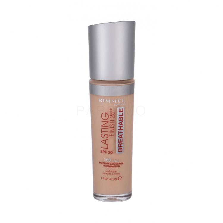 Rimmel London Lasting Finish Breathable 25HR SPF20 Fond de ten pentru femei 30 ml Nuanţă 300 Sand