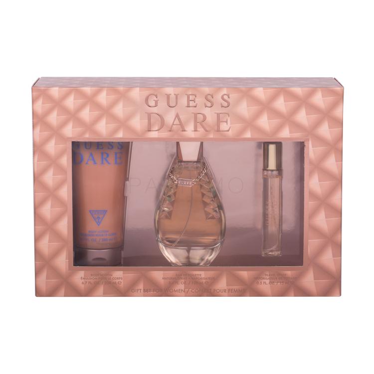 GUESS Dare Set cadou apa de toaleta 100 ml + apa de toaleta 15 ml + lotiune de corp 200 ml Cutie cu defect