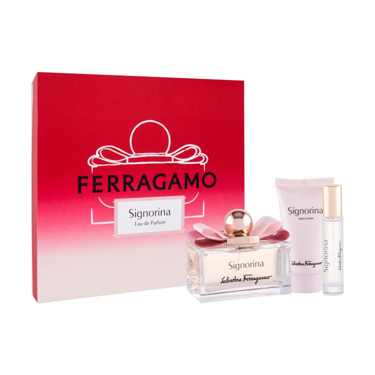 Salvatore Ferragamo Signorina Set cadou apa de parfum 100 ml + lotiune de corp 50 ml + apa de parfum 10 ml