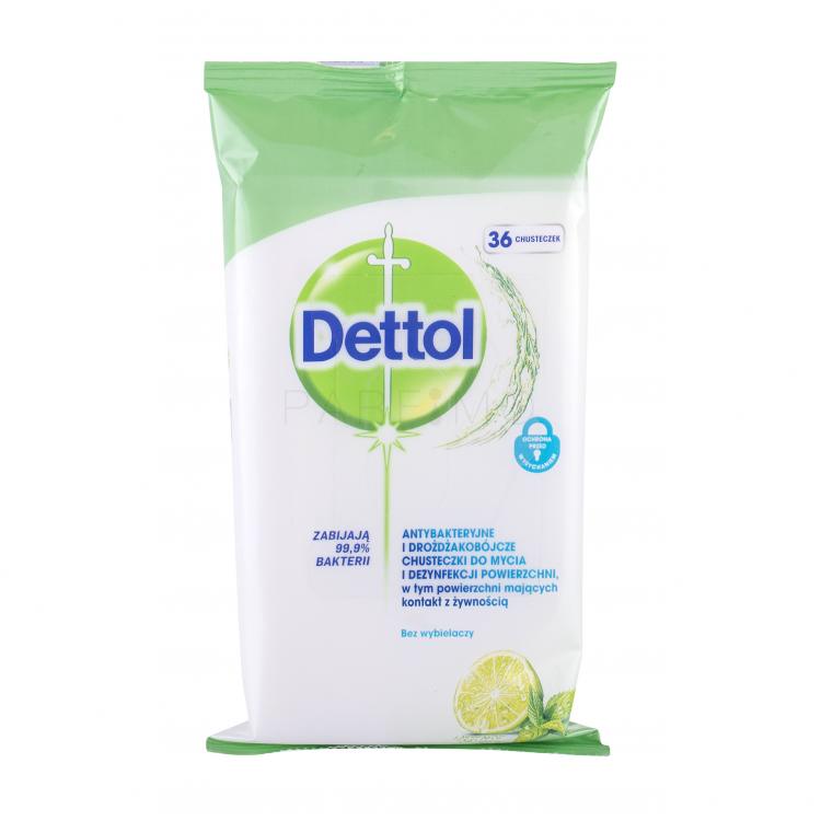 Dettol Antibacterial Cleansing Surface Wipes Lime &amp; Mint Protecție antibacteriană 36 buc