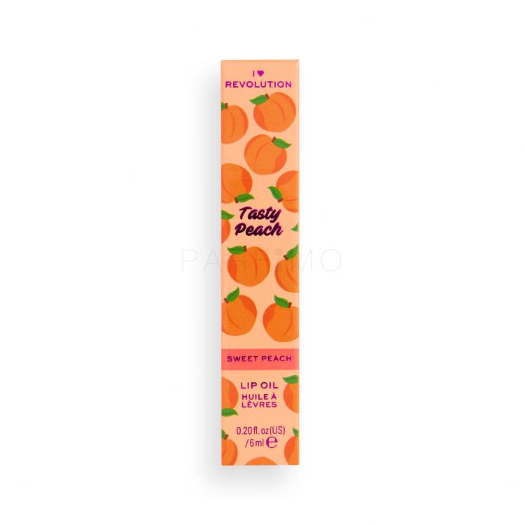 I Heart Revolution Tasty Peach Lip Oil Ulei de buze pentru femei 6 ml Nuanţă Sweet Peach