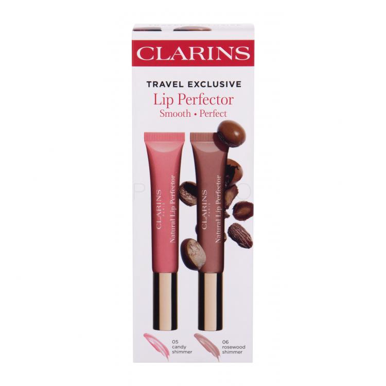 Clarins Natural Lip Perfector Set cadou luciu de buze 12 ml + luciu de buze 12 ml 06 Rosewood Shimmer