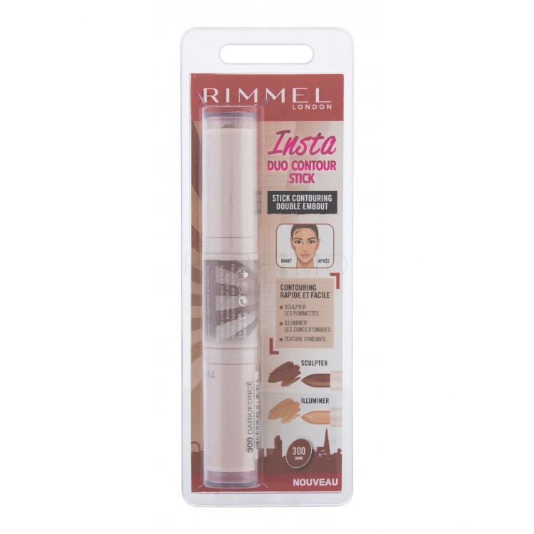 Rimmel London Insta Duo Contour Anticearcăn pentru femei 8 g Nuanţă 300 Dark