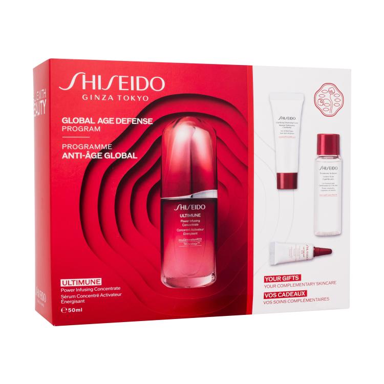 Shiseido Ultimune Global Age Defense Program Set cadou Ultimune Power Infusing Concentrate 50 ml + Spumă de curățare 15 ml + Balsam pentru ten uscat 30 ml + Ultimune Power Infusing Concentrat pentru ochi 3 ml