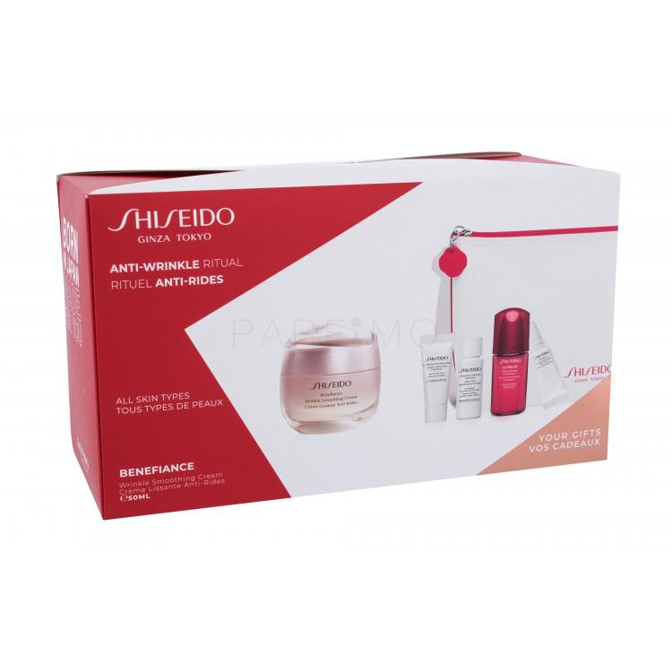 Shiseido Benefiance Anti-Wrinkle Ritual Set cadou Benefiance Cremă de ochi pentru netezirea ridurilor 50 ml + Spumă de curățare  5 ml + Tratament intensiv de hidratare 7 ml + Concentrat Ultimune Power Infusing 10 ml + Ser Benefiance Cremă de ochi pentru netezirea ridurilor 2 ml