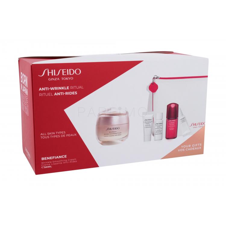 Shiseido Benefiance Anti-Wrinkle Ritual Set cadou Benefiance Cremă de netezire a ridurilor 50 ml + Spumă de curățare 5 ml + Tratament intensiv de hidratare 7 ml + Ultimate Power Infusing Concentrate 10 ml + Benefiance Cremă de netezire a ridurilor 2 ml
