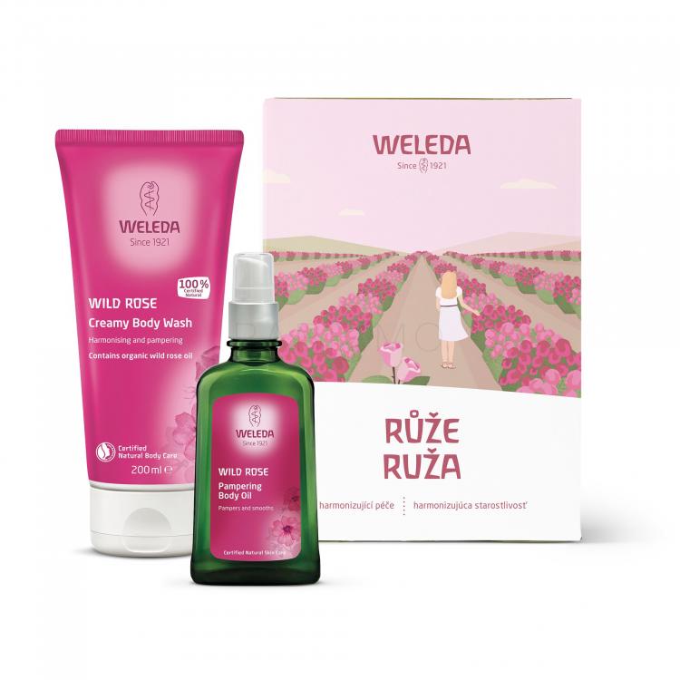 Weleda Wild Rose Set cadou Cremă de duș Wild Rose 200 ml + ulei nutritiv Wild Rose 100 ml