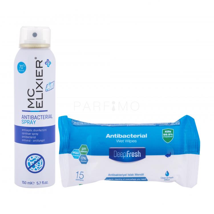 MC Elixier Antibacterial Spray Set cadou spray Antibacterial 150 ml + servetele antibacteriale Deep Fresh 15 pcs