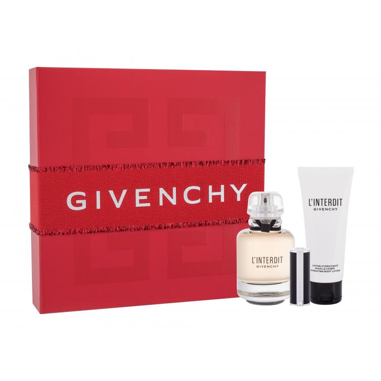 Givenchy L&#039;Interdit Set cadou edp 80 ml + loțiune de corp 75 ml + ruj Le Rouge 1,5 g 333 L´Interdit