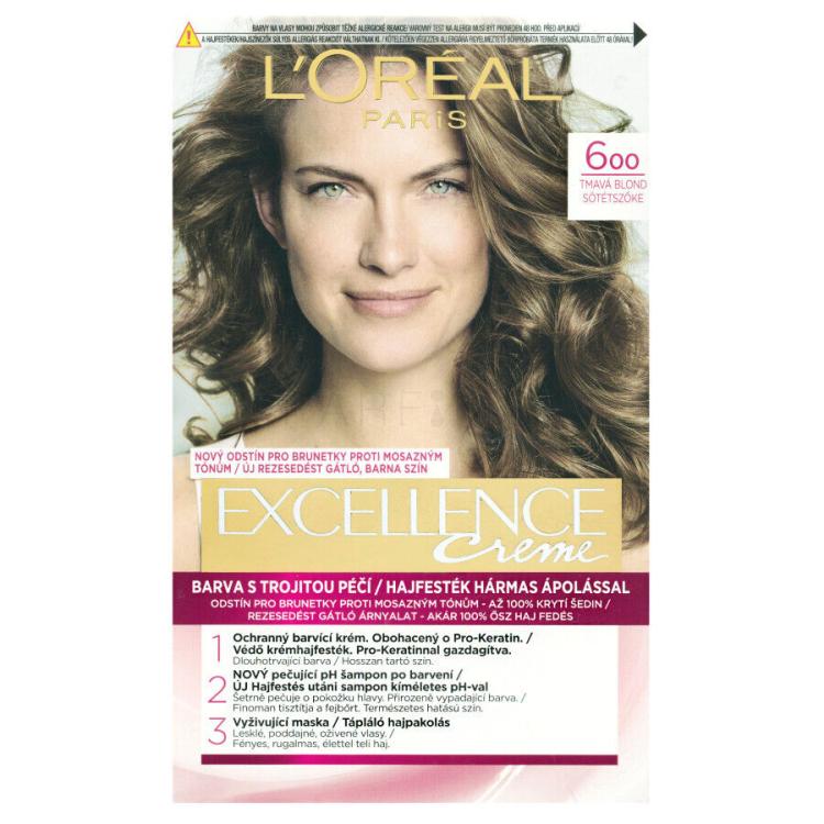 L&#039;Oréal Paris Excellence Creme Triple Protection Vopsea de păr pentru femei 48 ml Nuanţă 600 Natural Dark Blonde