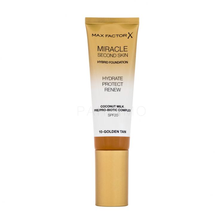 Max Factor Miracle Second Skin SPF20 Fond de ten pentru femei 30 ml Nuanţă 10 Golden Tan
