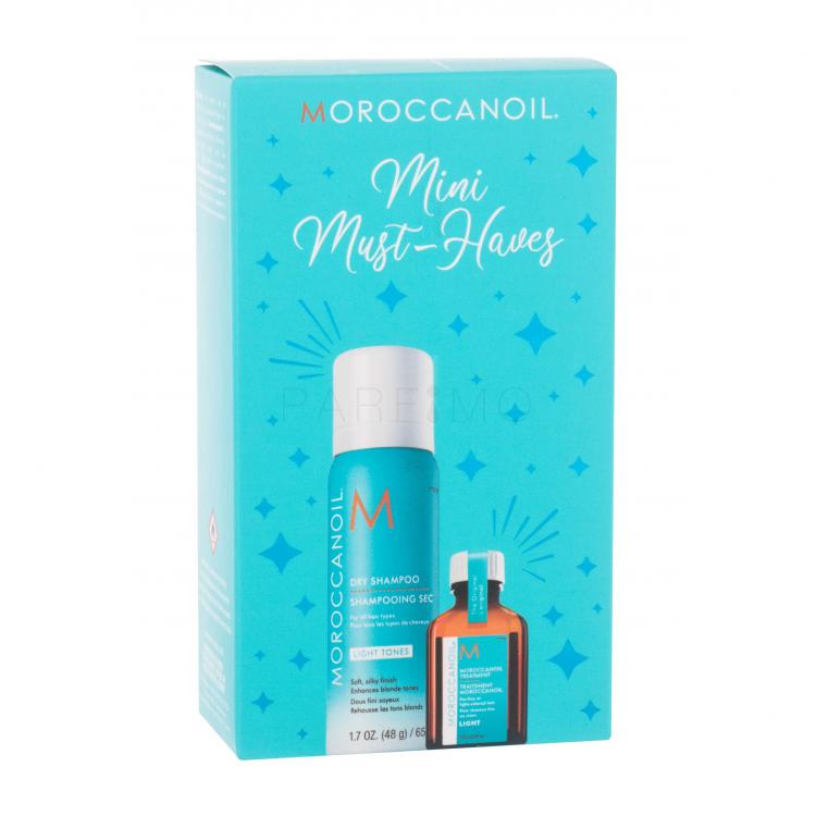 Moroccanoil Mini Must-Haves Set cadou Ulei de păr tratament 15 ml + Șampon uscat pentru nuante deschise 65 ml