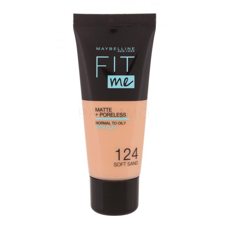 Maybelline Fit Me! Matte + Poreless Fond de ten pentru femei 30 ml Nuanţă 124 Soft Sand