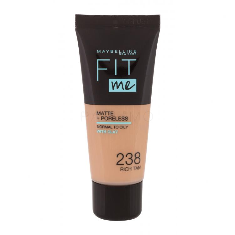 Maybelline Fit Me! Matte + Poreless Fond de ten pentru femei 30 ml Nuanţă 238 Rich Tan