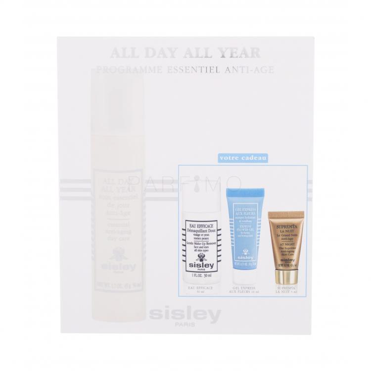 Sisley All Day All Year Set cadou crema de zi antirid All Day All Year Essential Anti-Aging Day Care 50 ml + masca hidratanta Express Flower Gel Hydrating and Toning Mask 10 ml + masca de noapte Supremya At Night Anti-Aging Skin Care 5 ml + demachiant de ochi Eau Efficace Gentle Make-Up Remover 30 m