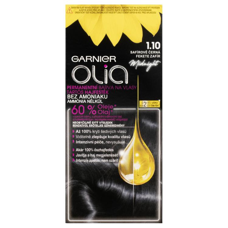 Garnier Olia Permanent Hair Color Vopsea de păr pentru femei 50 g Nuanţă 1,10 Black Sapphire