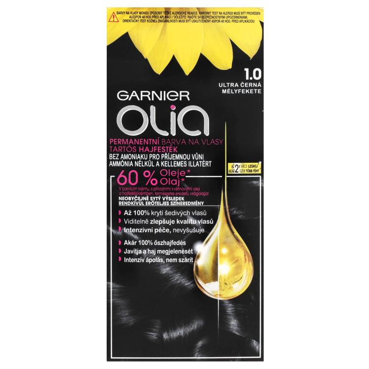 Garnier Olia Permanent Hair Color Vopsea de păr pentru femei 50 g Nuanţă 1,0 Deep Black