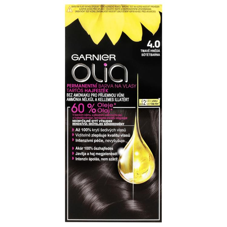 Garnier Olia Permanent Hair Color Vopsea de păr pentru femei 50 g Nuanţă 4,0 Dark Brown