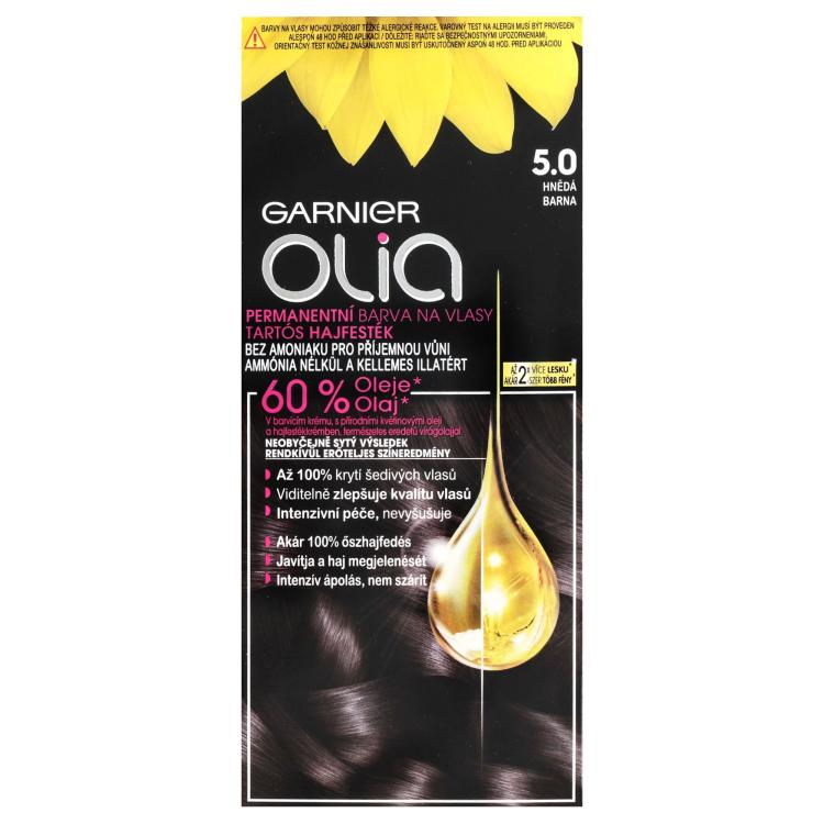 Garnier Olia Permanent Hair Color Vopsea de păr pentru femei 50 g Nuanţă 5,0 Brown
