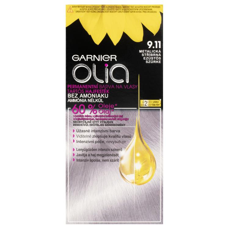Garnier Olia Permanent Hair Color Vopsea de păr pentru femei 50 g Nuanţă 9,11 Metallic Silver