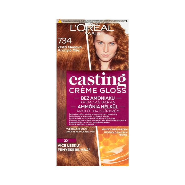 L&#039;Oréal Paris Casting Creme Gloss Vopsea de păr pentru femei 48 ml Nuanţă 734 Golden Honey