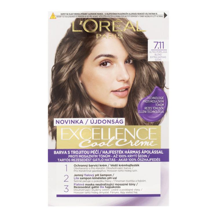 L&#039;Oréal Paris Excellence Cool Creme Vopsea de păr pentru femei 48 ml Nuanţă 7,11 Ultra Ash Blond