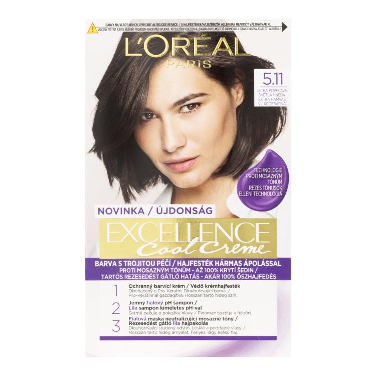 L&#039;Oréal Paris Excellence Cool Creme Vopsea de păr pentru femei 48 ml Nuanţă 5,11 Ultra Ash Light Brown