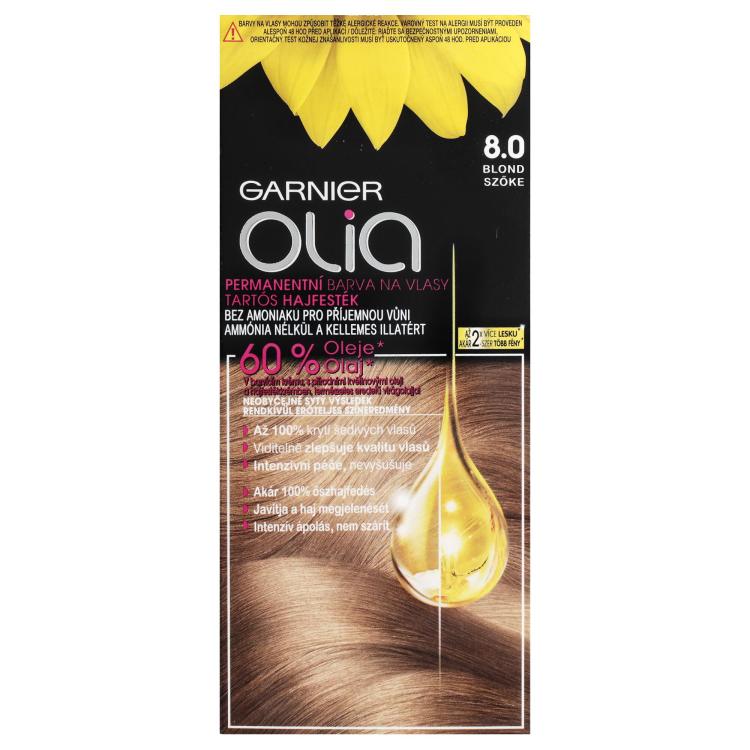 Garnier Olia Permanent Hair Color Vopsea de păr pentru femei 50 g Nuanţă 8,0 Blond