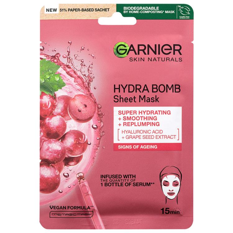 Garnier Skin Naturals Hydra Bomb Natural Origin Grape Seed Extract Mască de față pentru femei 1 buc