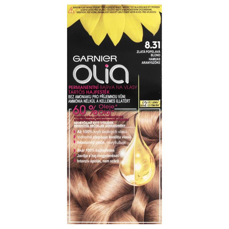 Garnier Olia Permanent Hair Color Vopsea de păr pentru femei 50 g Nuanţă 8,31 Golden Ashy Blonde